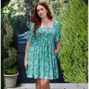 Disney Mulan Icons Allover Print Plus Size Smock Dress